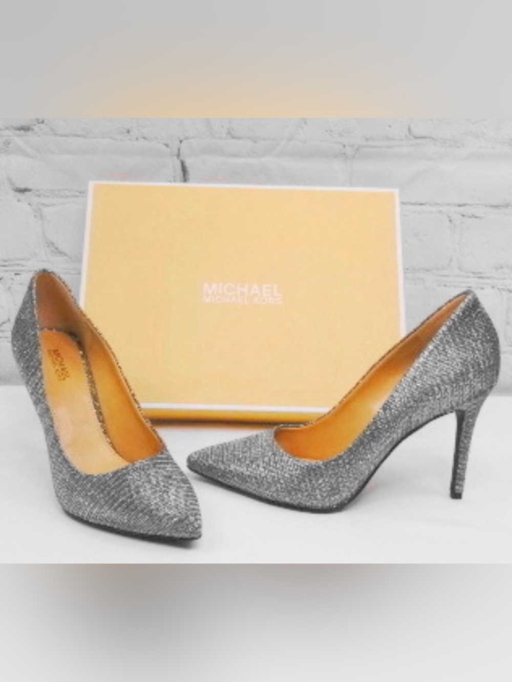 Michael Kors Silver Glitter Pointed Toe Stilettos